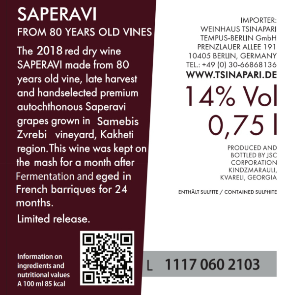 SAPERAVI from 80years old wine